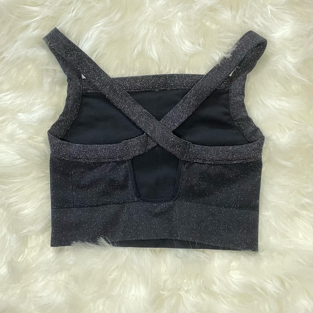 NWOT Free People Movement Black Sparkle Square Neck Strappy Sports Bra Size M/L - Picture 5 of 6
